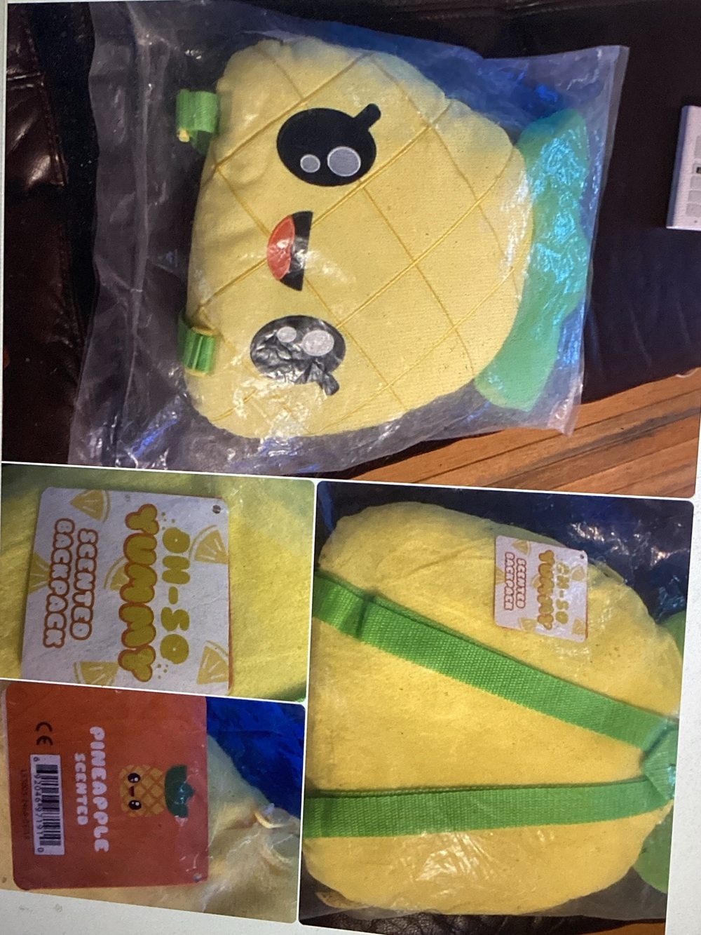 Oh-So Yummy Pineapple Scented Plush Backpack - Yellow & Green